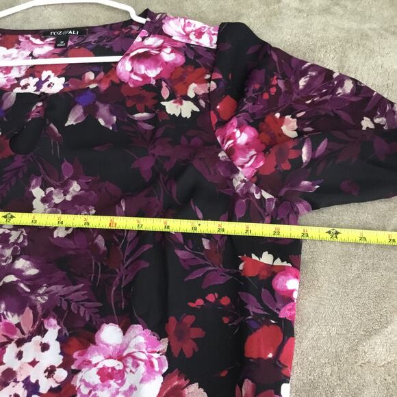 Roz & Ali Flowy Top Tunic Blouse Long Sleeves 100% Poly Sz XL - Picture 6 of 7